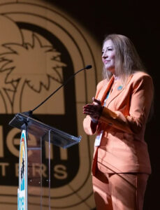 Teamsters Women’s Conference Director and Local 856 President Maria Ashley Alvarado addresses the attendees at the conference’s closing session.