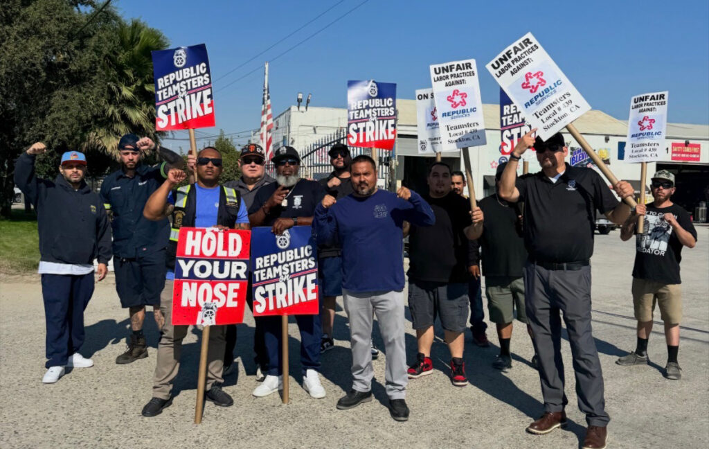 Local 439 Republic Services Teamsters in Manteca struck the company in July, ultimately prevailing and winning a strong first contract.